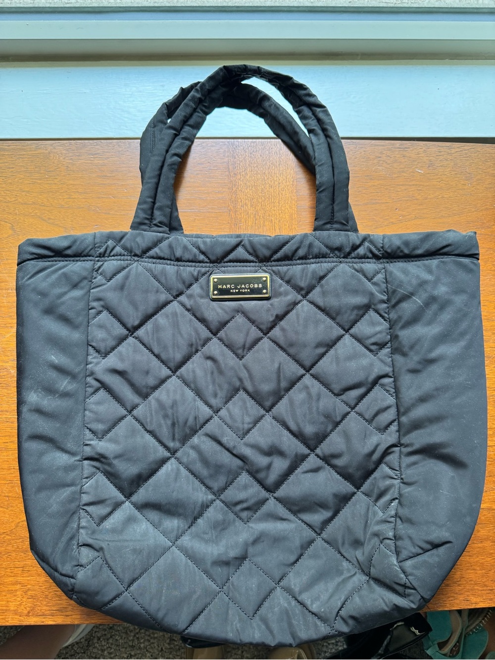 Marc Jacobs Quilted Black Tote with Logo Plaque